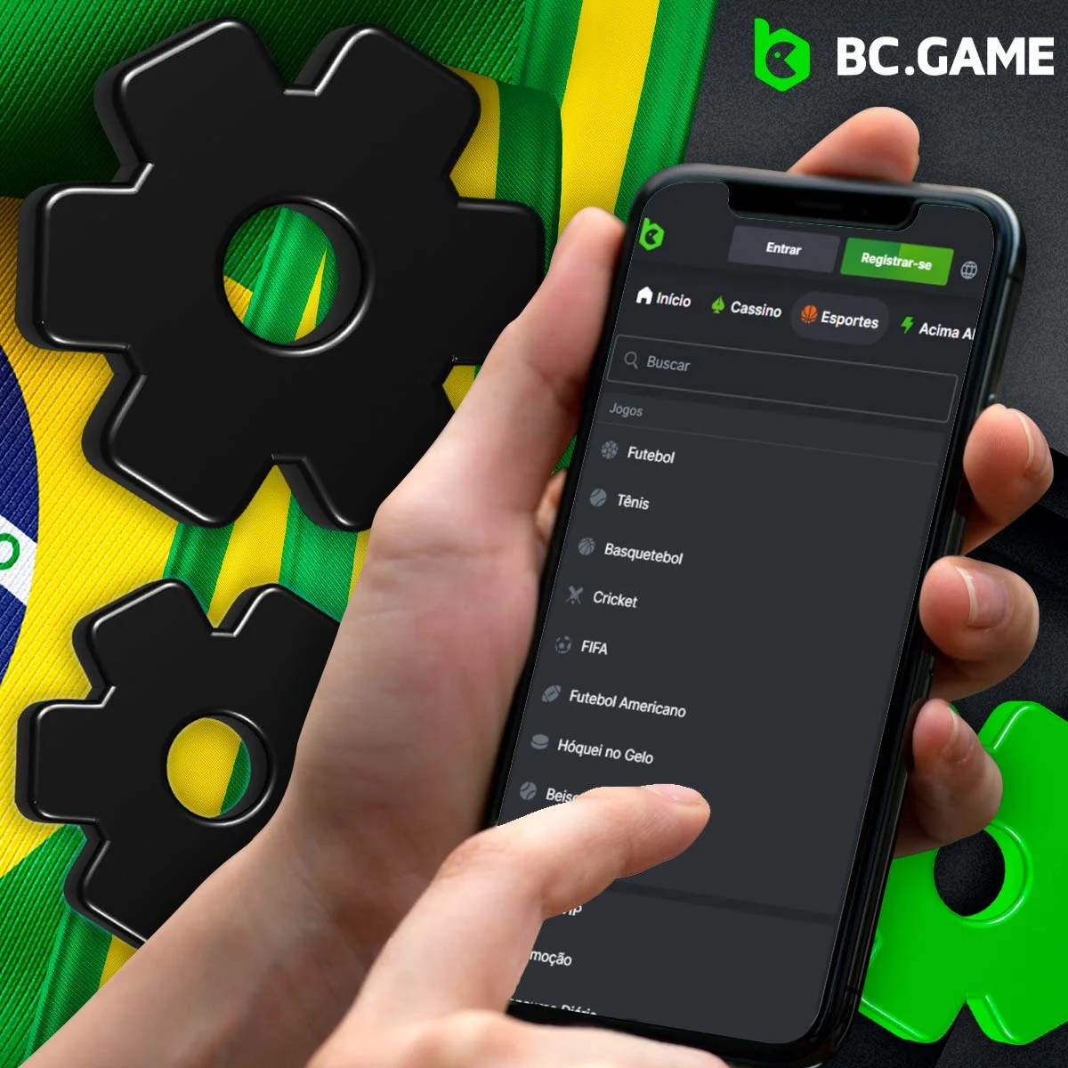 Que características e funcionalidades oferece a BC Game para a aplicação móvel?